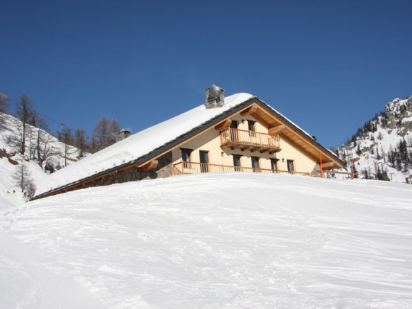 Chalet in snow